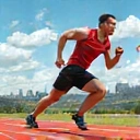 Man running with high energy, symbolizing energy and endurance